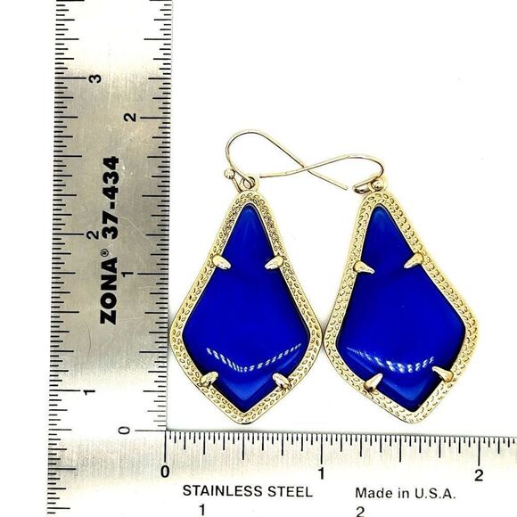 Navy Blue Dangle Earrings - Picture 4 of 5